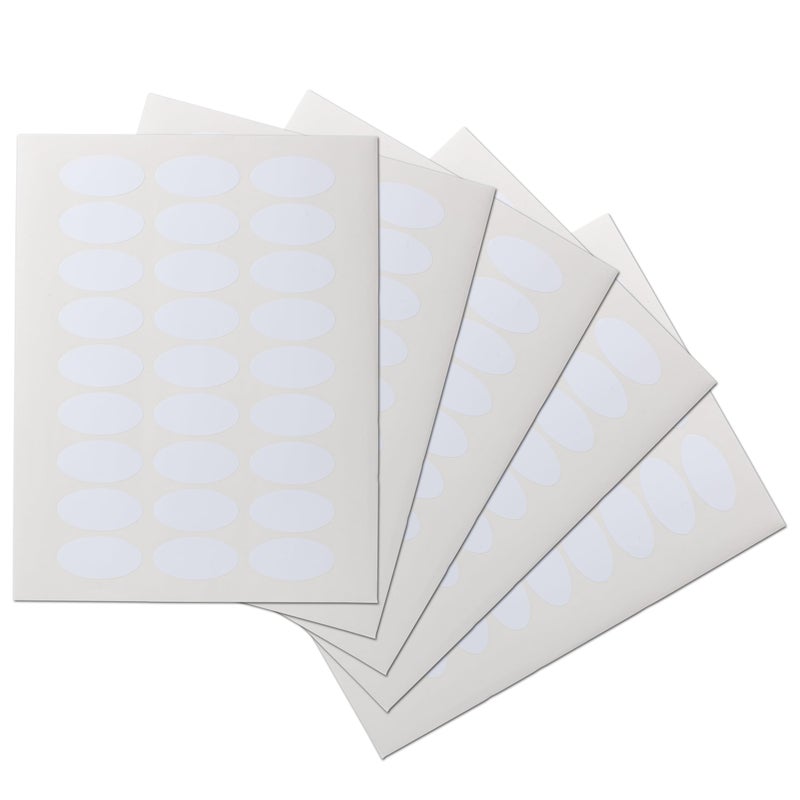 Crinklee Waterproof Essential Oil Labels, 135 Ovals, 2x1 Inches, Oil Proof, Highly Durable Blank Stickers - Image 1